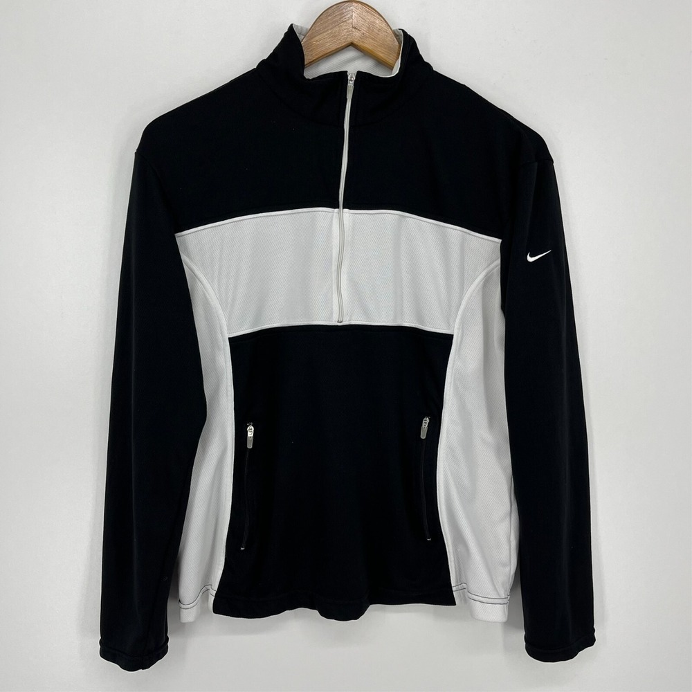 Nike Dri-FIT Kids Large 12-14 Black White Quarter Zip Pullover Jacket